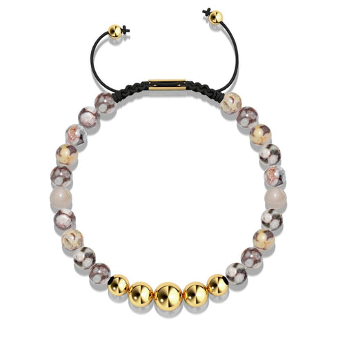 Fossiler Jaspis | Gold | Balance Edelstein Makramee Armband